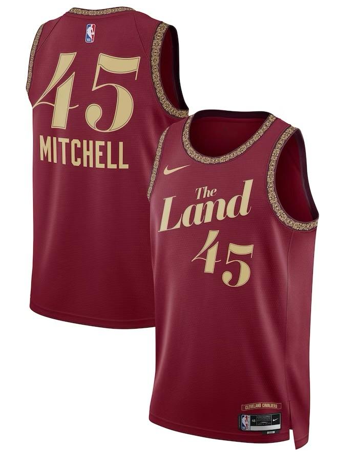 Cleveland Cavaliers Donovan Mitchell Wine 2023/24 Jersey - City Edition
