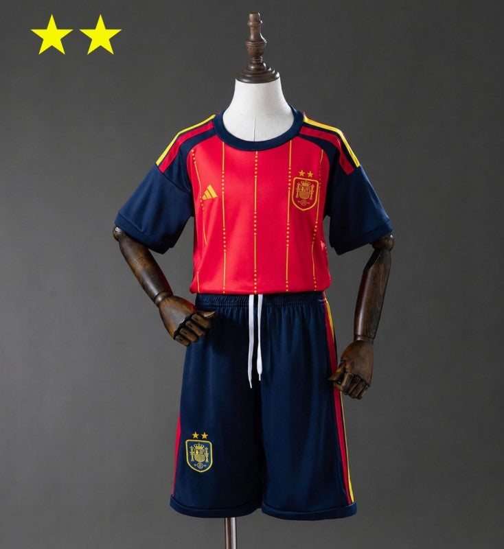 Camiseta y Pantalones para niños España Home  2026/27 - Bicampeón del Mundo ⭐⭐