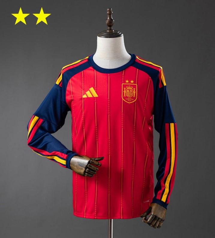 Camiseta Manga Larga España Home 2026/27 - Bicampeón del Mundo ⭐⭐