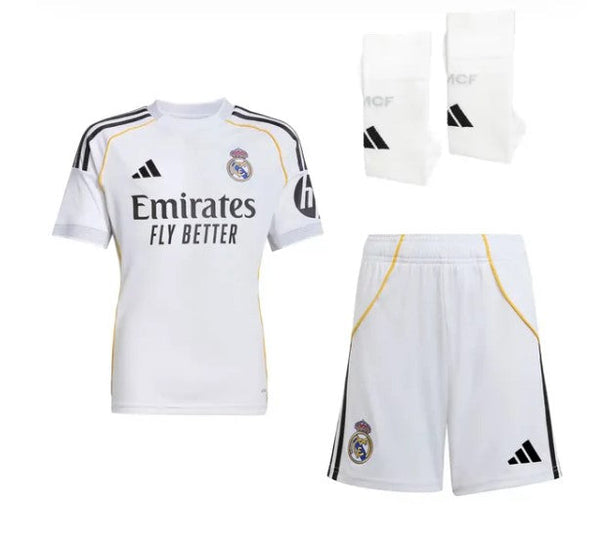 Camiseta y Pantalones para niños Real Madrid Home 25/26 - Con Medias