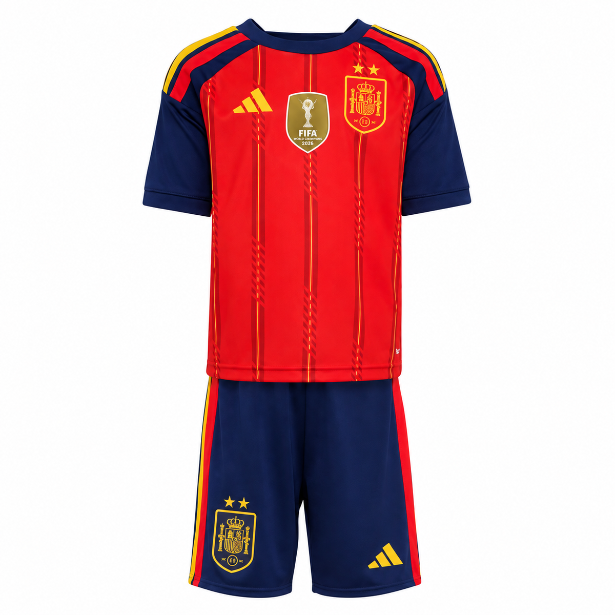 Camiseta y Pantalones para niños España Home  2026/27 - Bicampeón del Mundo ⭐⭐ - Con Parche