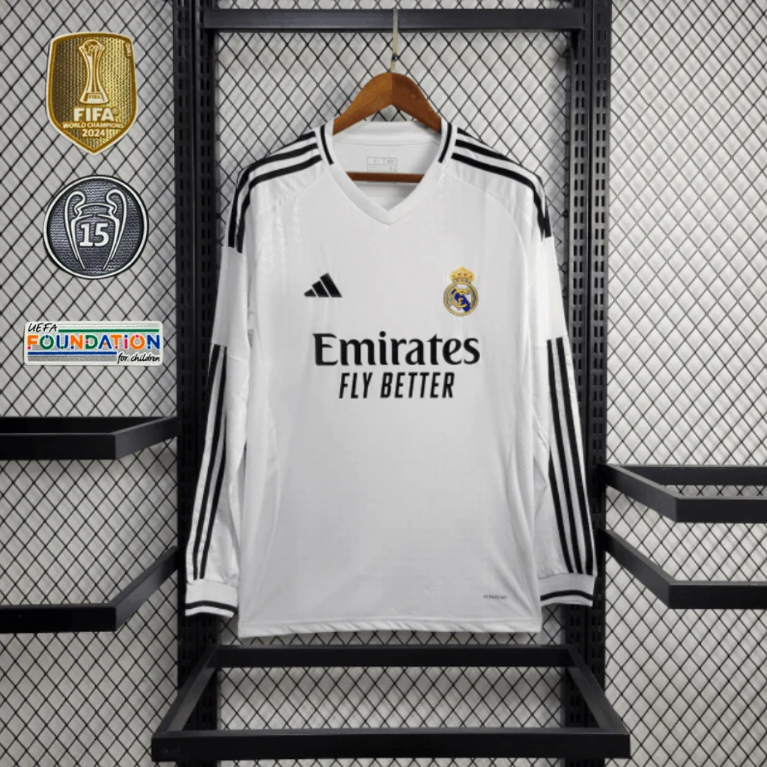 Camiseta Manga Larga Real Madrid 24/25 Con Patch UCL 15