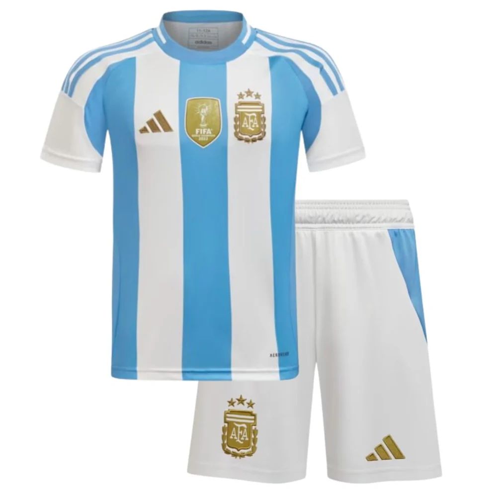 Camiseta y Pantalones para niños Argentina Home 24/25 - Con Parche de Campeón de la Copa del Mundo