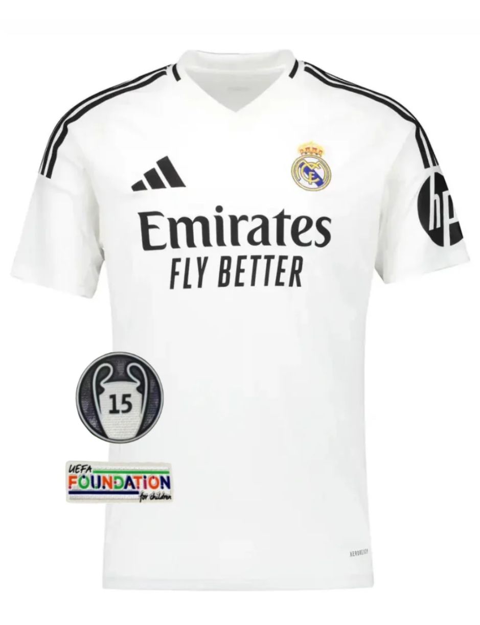 Camiseta Real Madrid Home 24/25 - Con Patch UCL 15