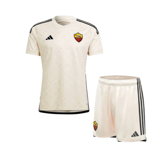 Conjunto Infantil Roma Away 23/24 - Bege - DA Sports Oficial